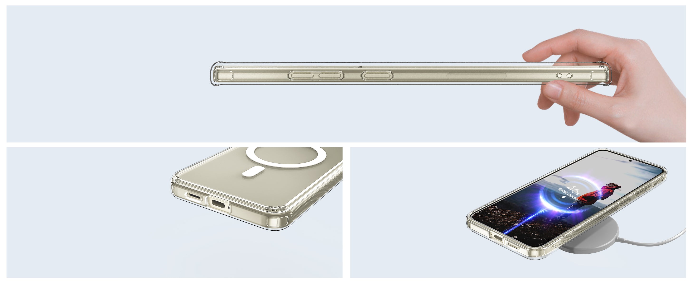 showing the details of the different angles of the galaxy s24 plus case