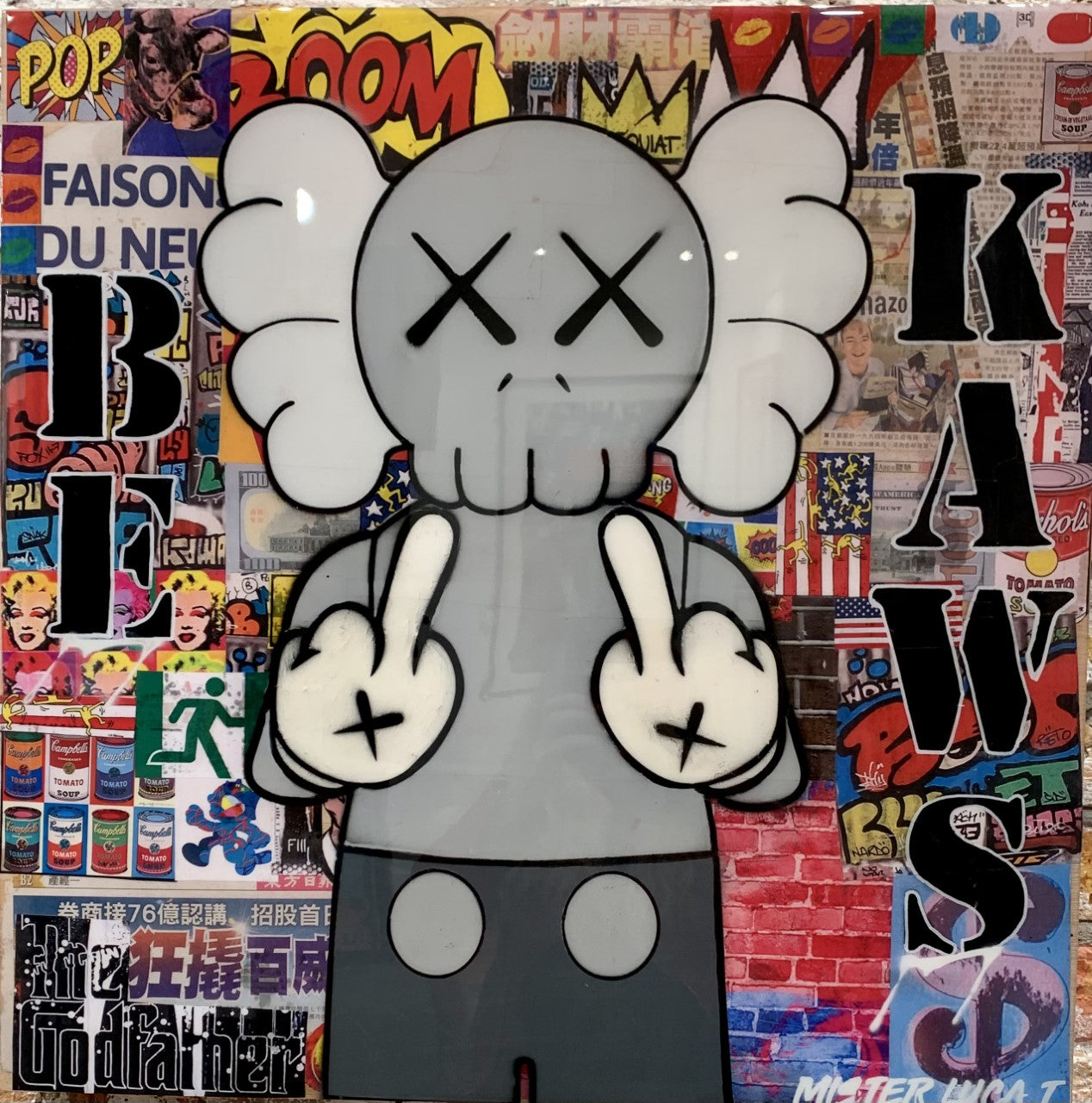 ▷ Rebellious Kaws 3D PopArt Box - Obey vs BearBrick by Koen Betjes, 2022, Painting