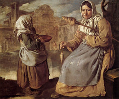 Giacomo Ceruti, Petite mendiante et femme filant, Huile sur toile, vers 1720