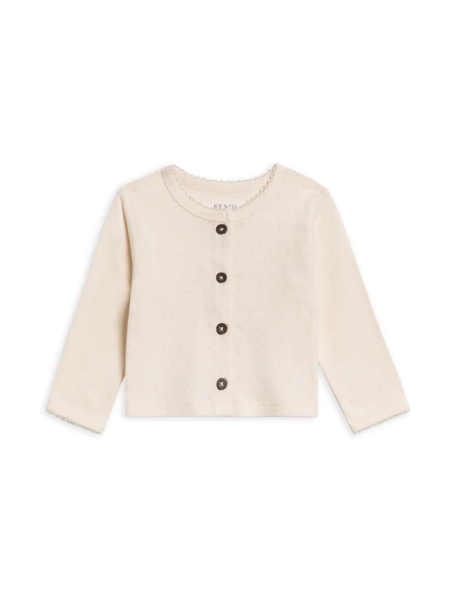 Organic Clara Pointelle Button Down Cardigan - Ivory