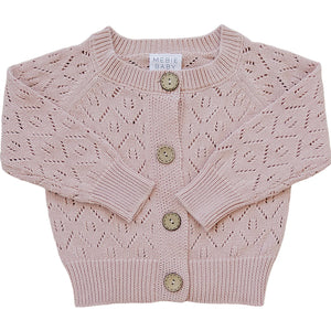Pink Pointelle Button Down Cardigan - Lulie