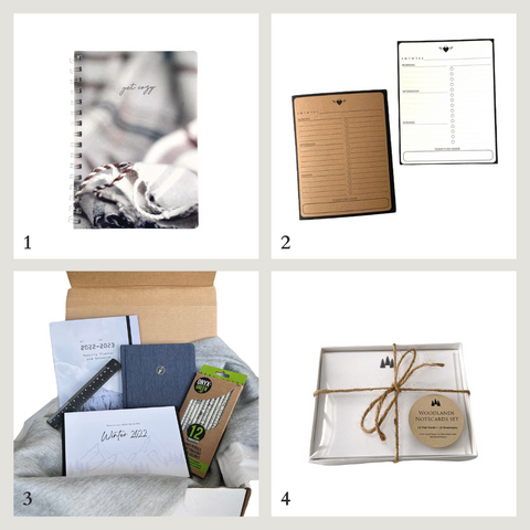 Gifts for guys who have everything, Get Cozy notebook, to-do notepads, subscription box, and notecards
