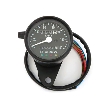 Mini Speedometer w/ Indicator Lights & Trip Meter - 2240:60 - Black - KMH