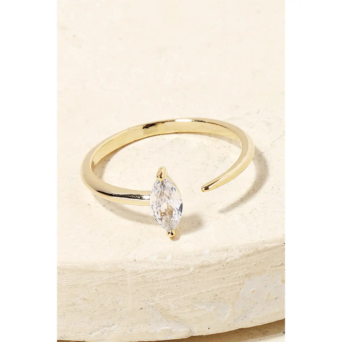Delicate Marquise Rhinestone Open Adjustable Ring, Gold