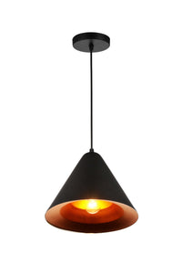 1 Light Down Pendant with Black & Gold finish
