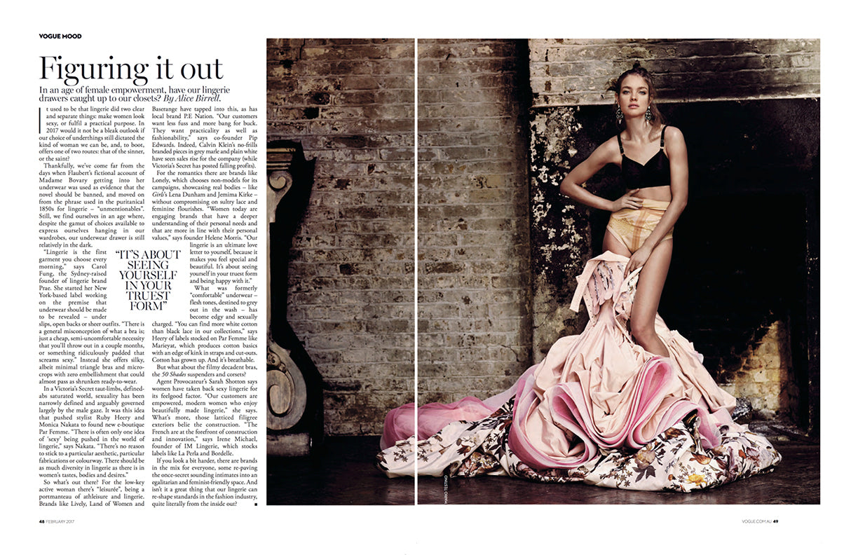PRAE featured in Lingerie Dressing Vogue Australia