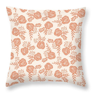 Warm Orange Floral Pattern - Throw Pillow