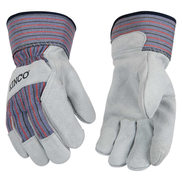 Leather Work Gloves with Wrist Strap, Cowhide Work Gloves