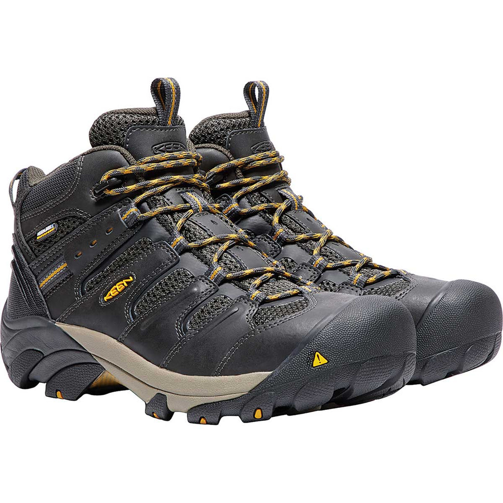 keen men's lansing mid waterproof steel toe work boots