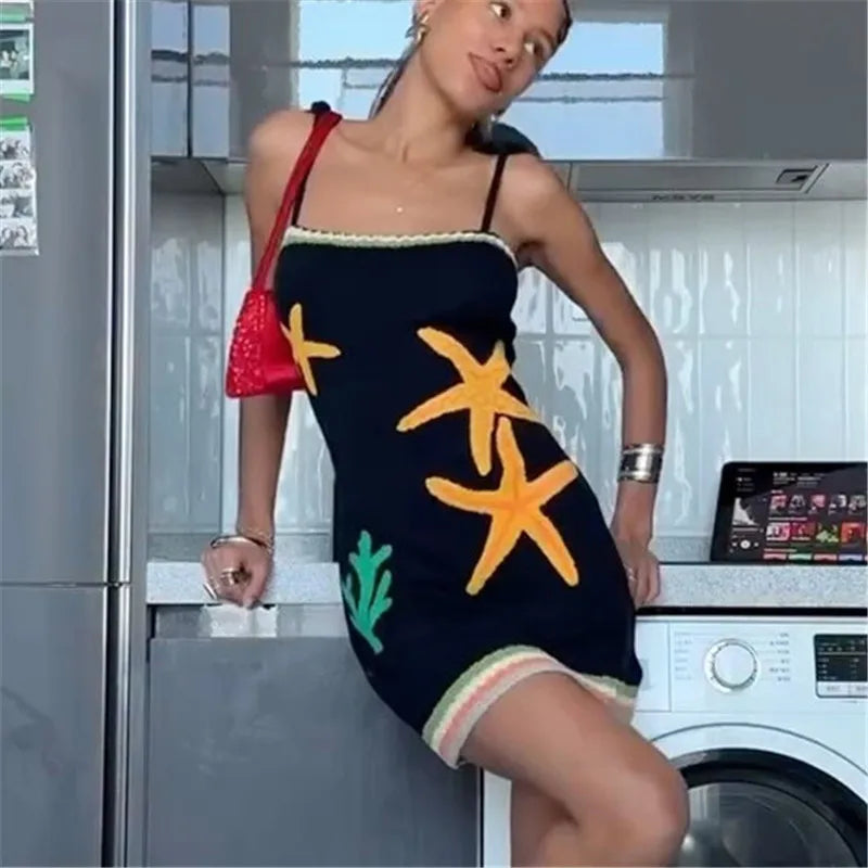 Black Starfish Knit Mini Dress