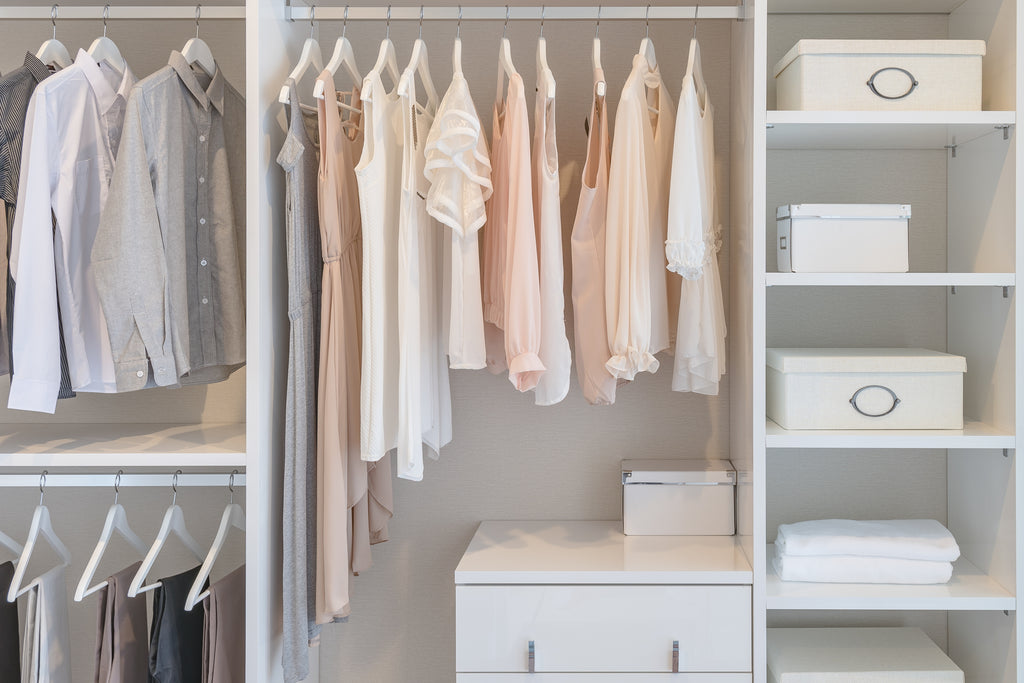 white closet clothes