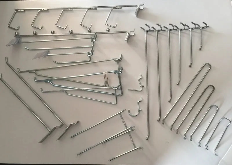 (10 Pack) Asst. Metal Peg Hooks 2 Each of 2, 4, 6, 8, 10" Pegboard or Slatwall