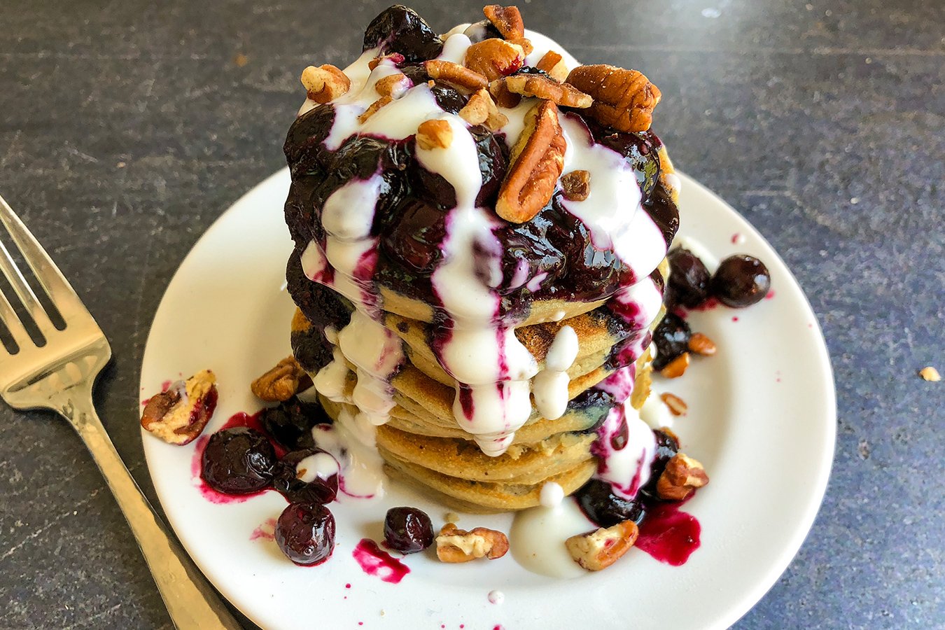 Vegan Blueberry Protein Pancakes