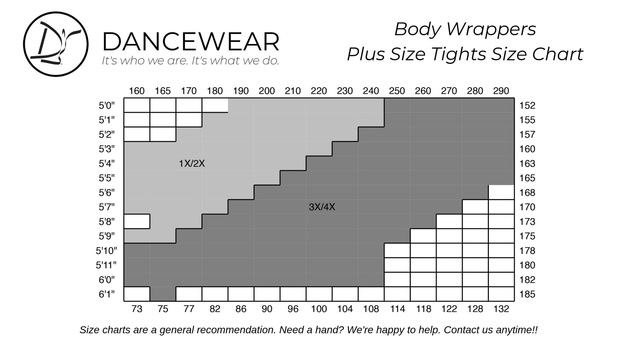 Body Wrappers Tights Size Chart | estudioespositoymiguel.com.ar