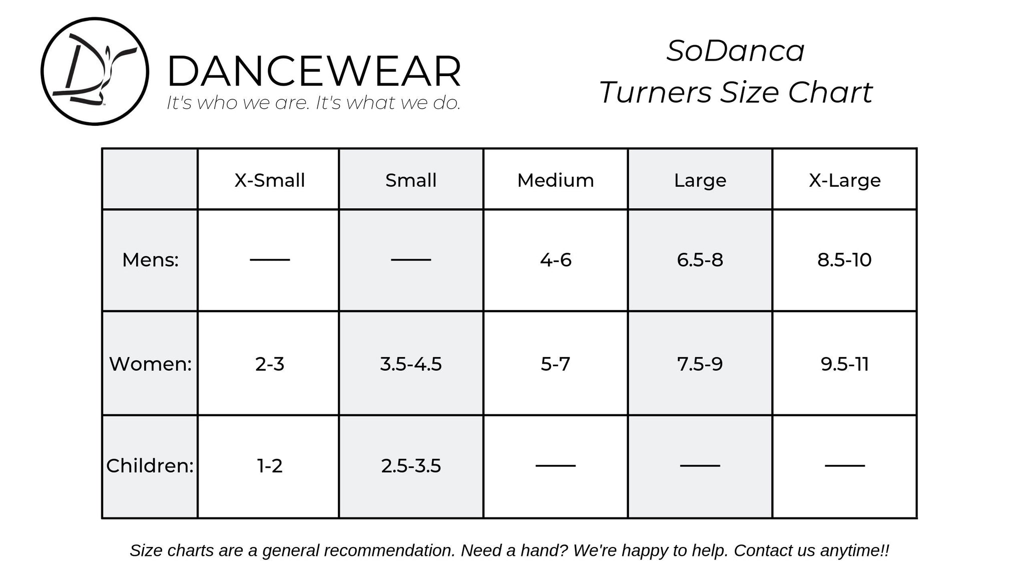 So Danca Size Chart