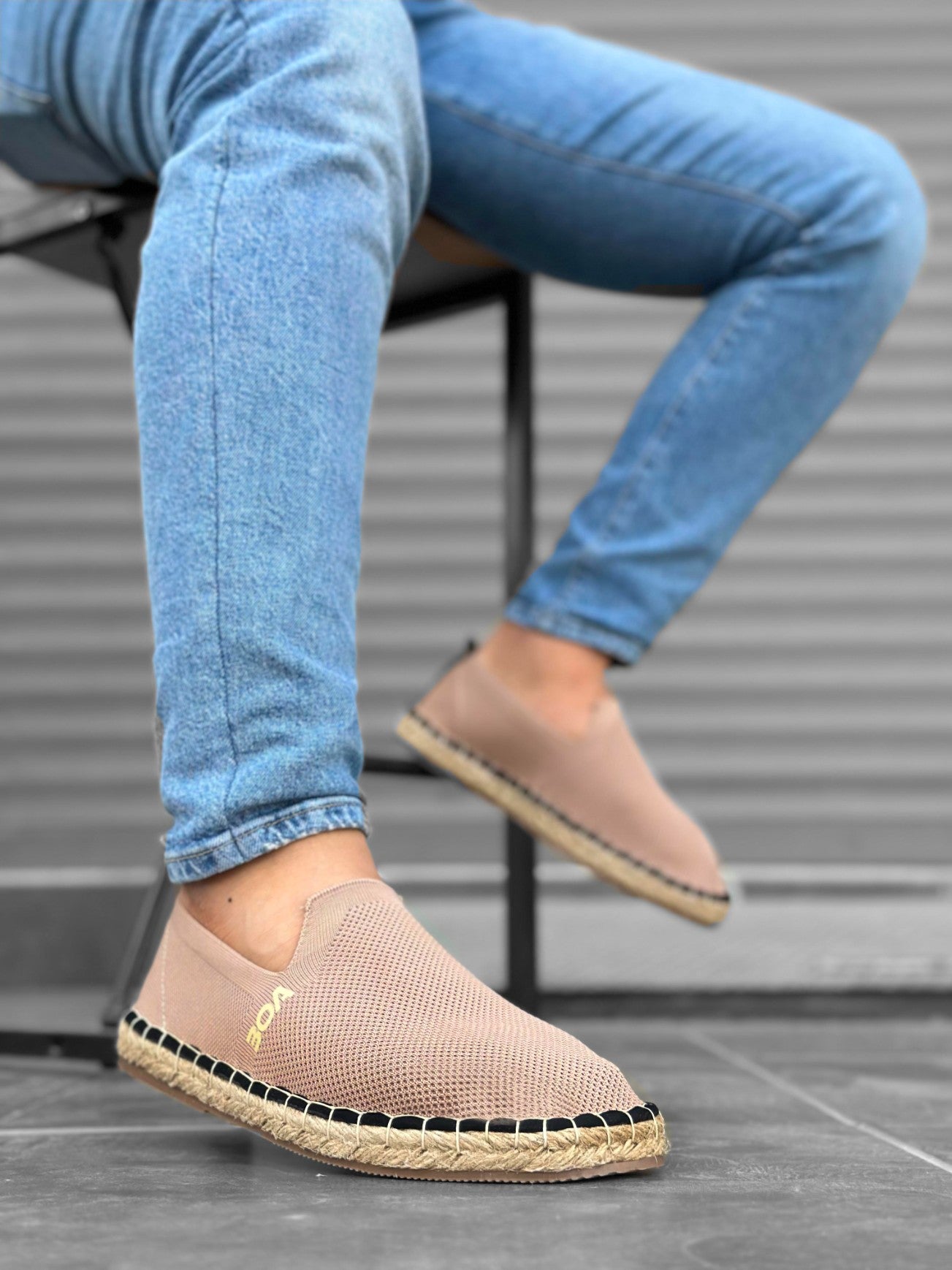 BA0224 Comfortable Flat Sole Espadrilles Knitted Knitwear Taba