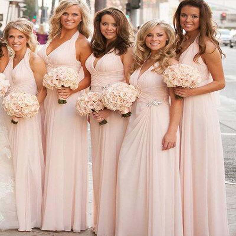 a line v neck bridesmaid dresses