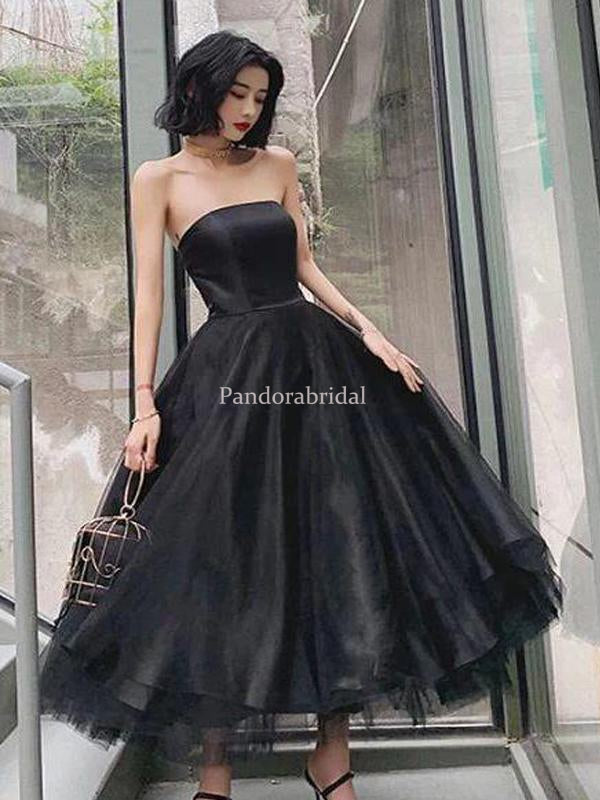 simple black strapless dress