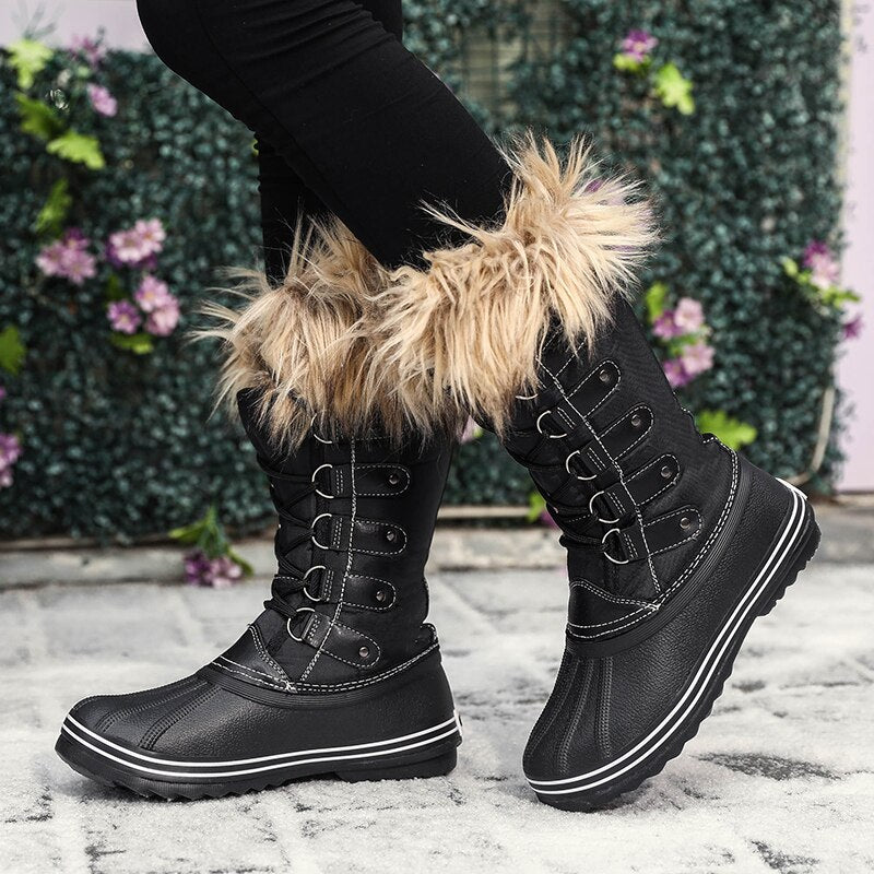 Winter women's snow boots with warm fur plush Martology