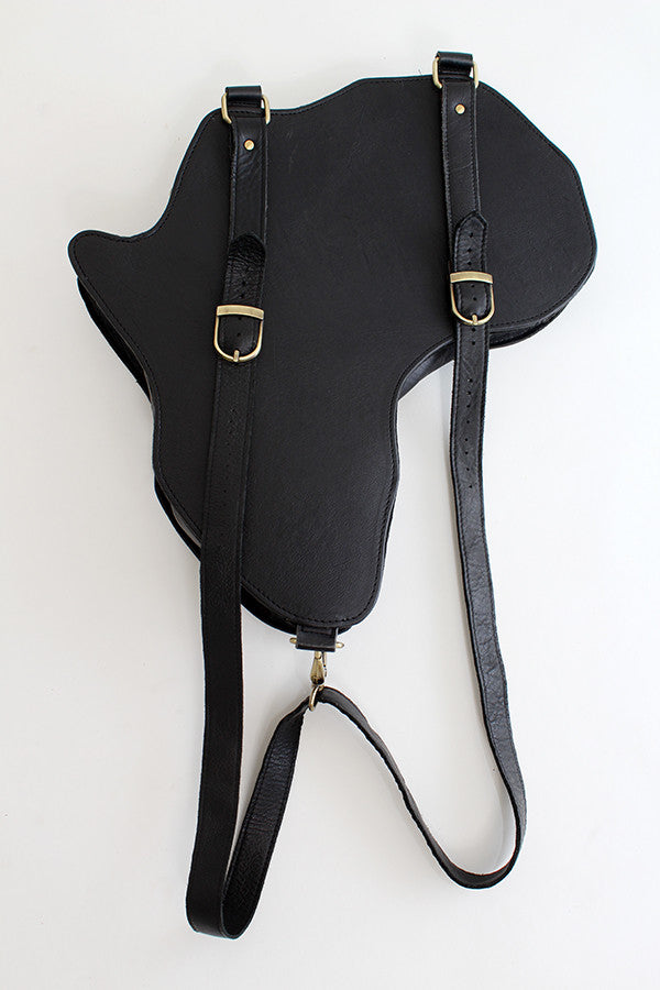 Alkebulan Bag BLACK | Signature Africa shape leather satchel/backpack - SHOP | Orijin Boutique