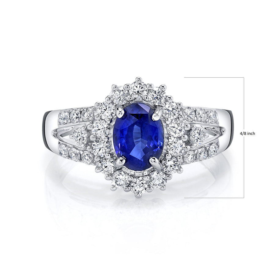 14K 1.51 Cts Blue Sapphire 0.71 Cttw VS Diamond Ring - TVON.com