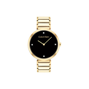 Minimalistic Gold Plated Black Link Watch