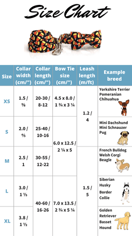 Candy Corn Collar Set Size Chart