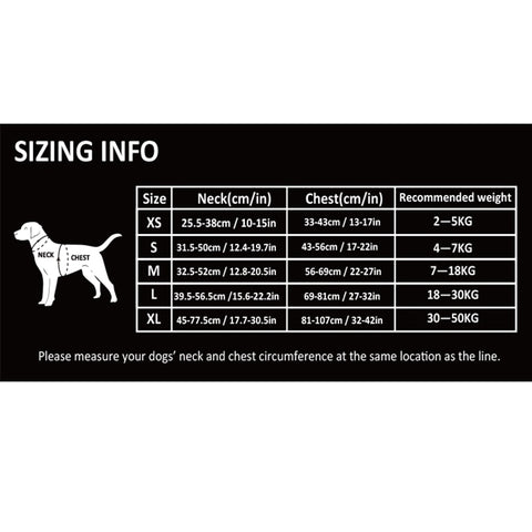 Floral Harness Size Guide