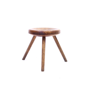Rustic oak work stool, mid 20th century