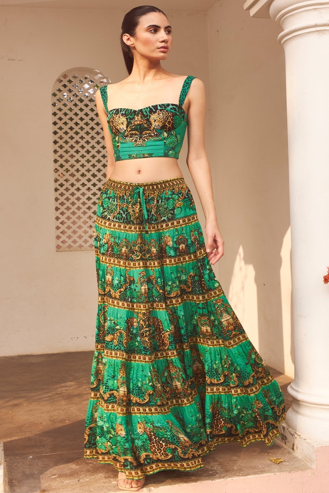 EMERALD LEOPARDESS MAXI SKIRT - Czarina USA product image