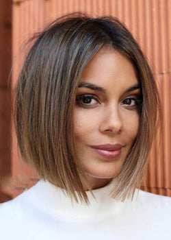 Women S Middle Part Straight Short Bob Hairstyles Natural Looking