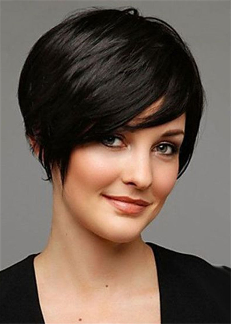 Short Hairstyle Boy Cut Synthetic Hair Straight Lace Front Wig