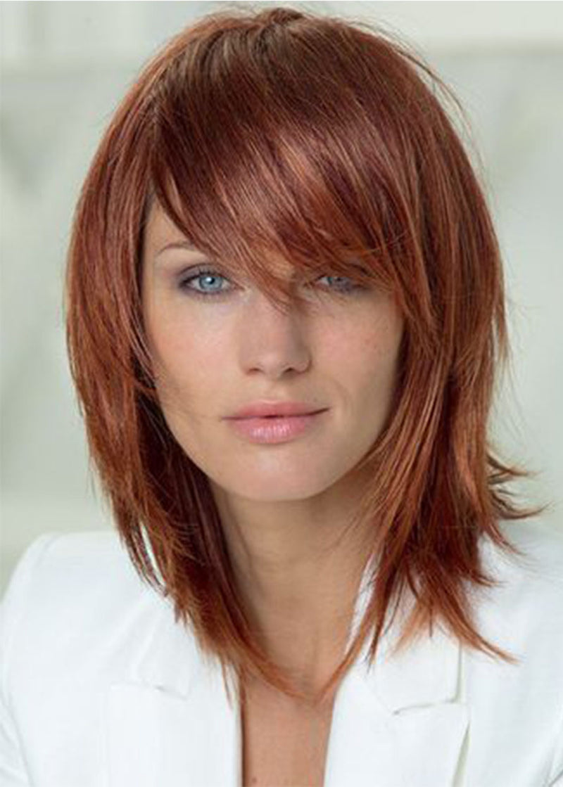 Natural Straight Women S Layered Hairstyle Medium Length Synthetic