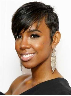 Layered Hairstyle Human Hair Short Capless African American Wigs 6