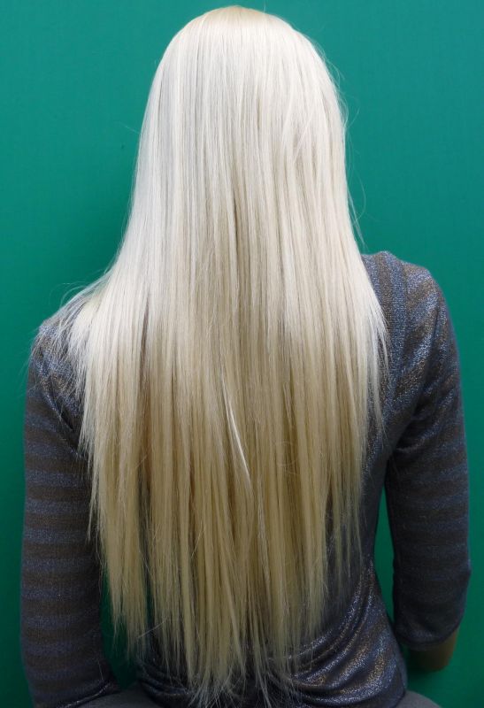 Long Silky Straight Bleach Blonde Real Synthetic Hair 28 Inches