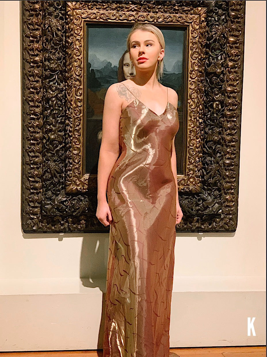 satin bronze dress