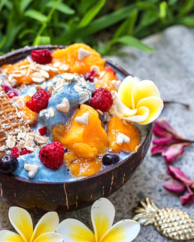Mermaid Smoothie Bowl With Berries And Mango Topping  
