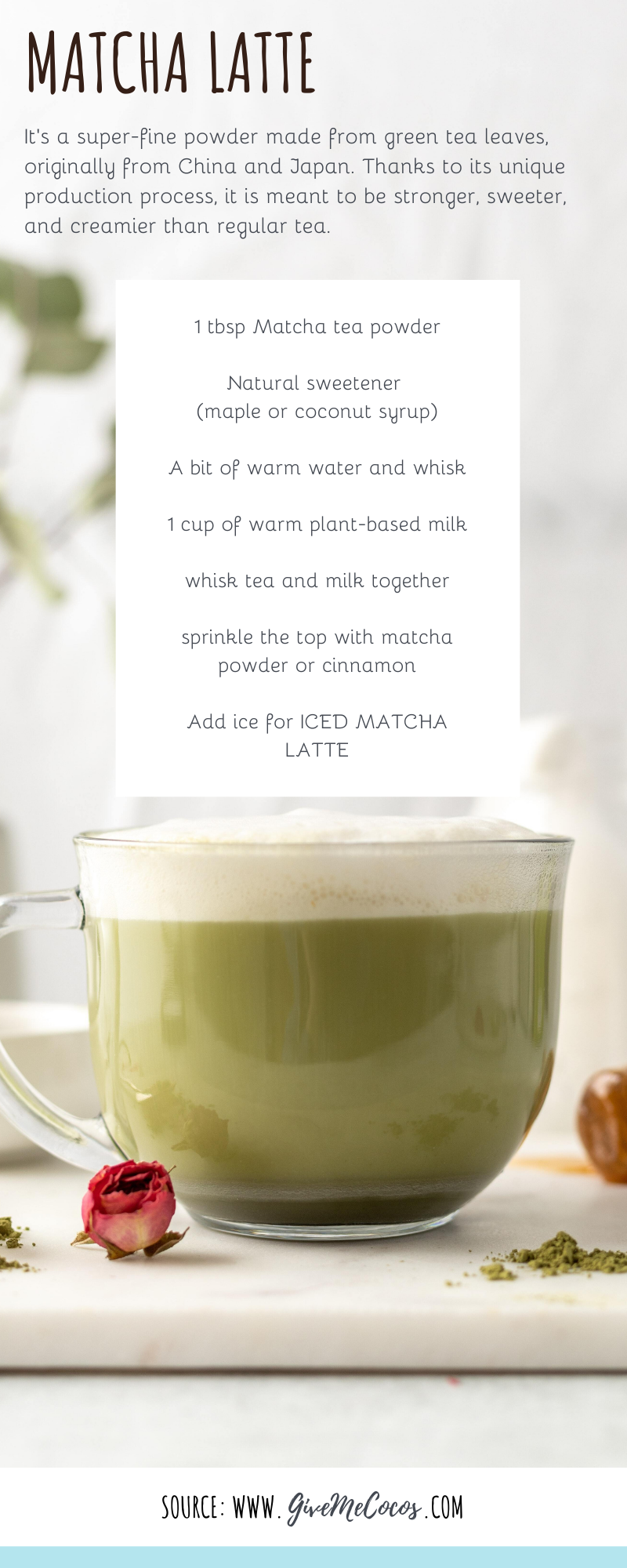 Matcha Latte Vegan Recipe - Plant based - Healthy