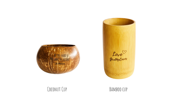 Eco Friendly Cups - Bamboo Cup and Coconut Cup - GiveMeCocos