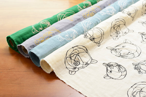 ＋ HAyU fabric 生地 布 テキスタイル くま 刺繍 日本製 kokka コッカ cocca 