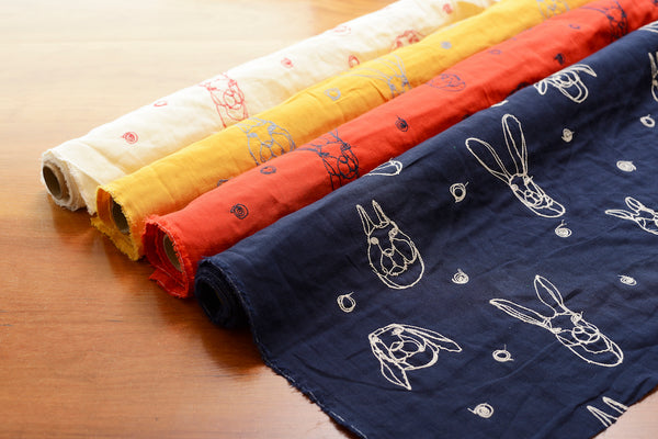 ＋ HAyU fabric 生地 布 テキスタイル うさぎ 刺繍 日本製 kokka コッカ cocca 