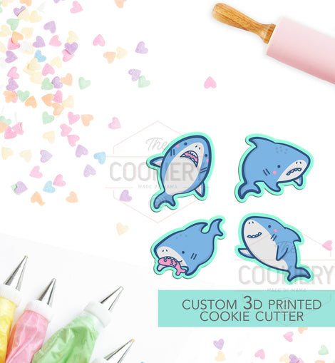 mini sharks cookie cutter set  mini baby sharks  3d