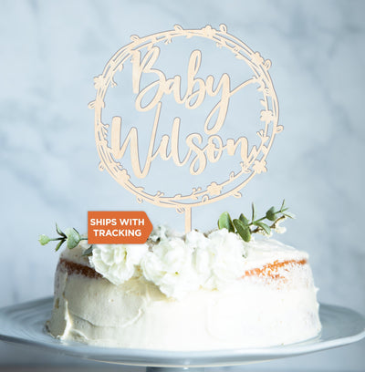 Hello World Baby Shower Cake Topper  Personalized Gender Reveal Cake –
