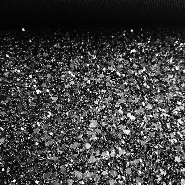 CHUNKY Glitter Fabric Metre Rolls; Metallic Black