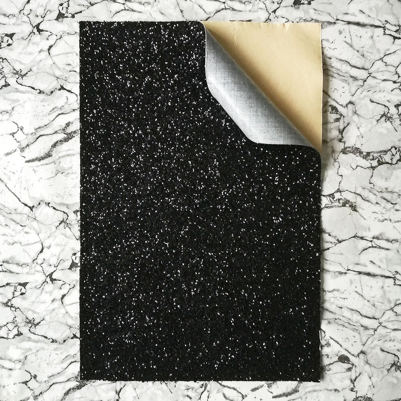 STICKY BACK Glitter Fabric A4 Sheet; Black