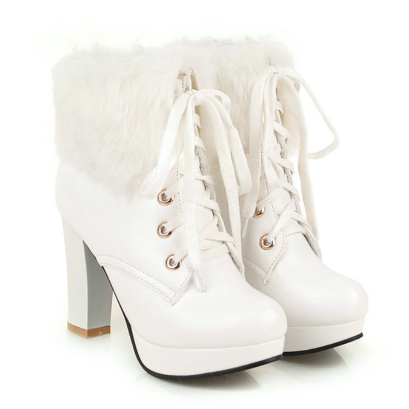 white fluffy boots
