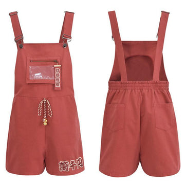 maroon overall shorts