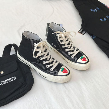 high top canvas trainers