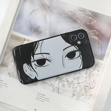 Couple Anime Eyes Print Silicone Phone Case