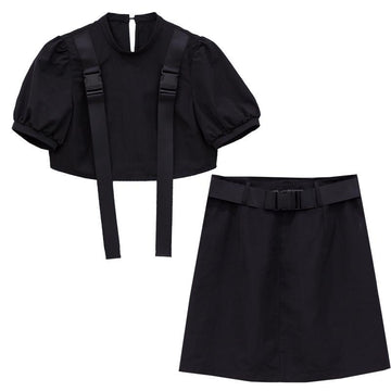 high waist skirt and crop top set